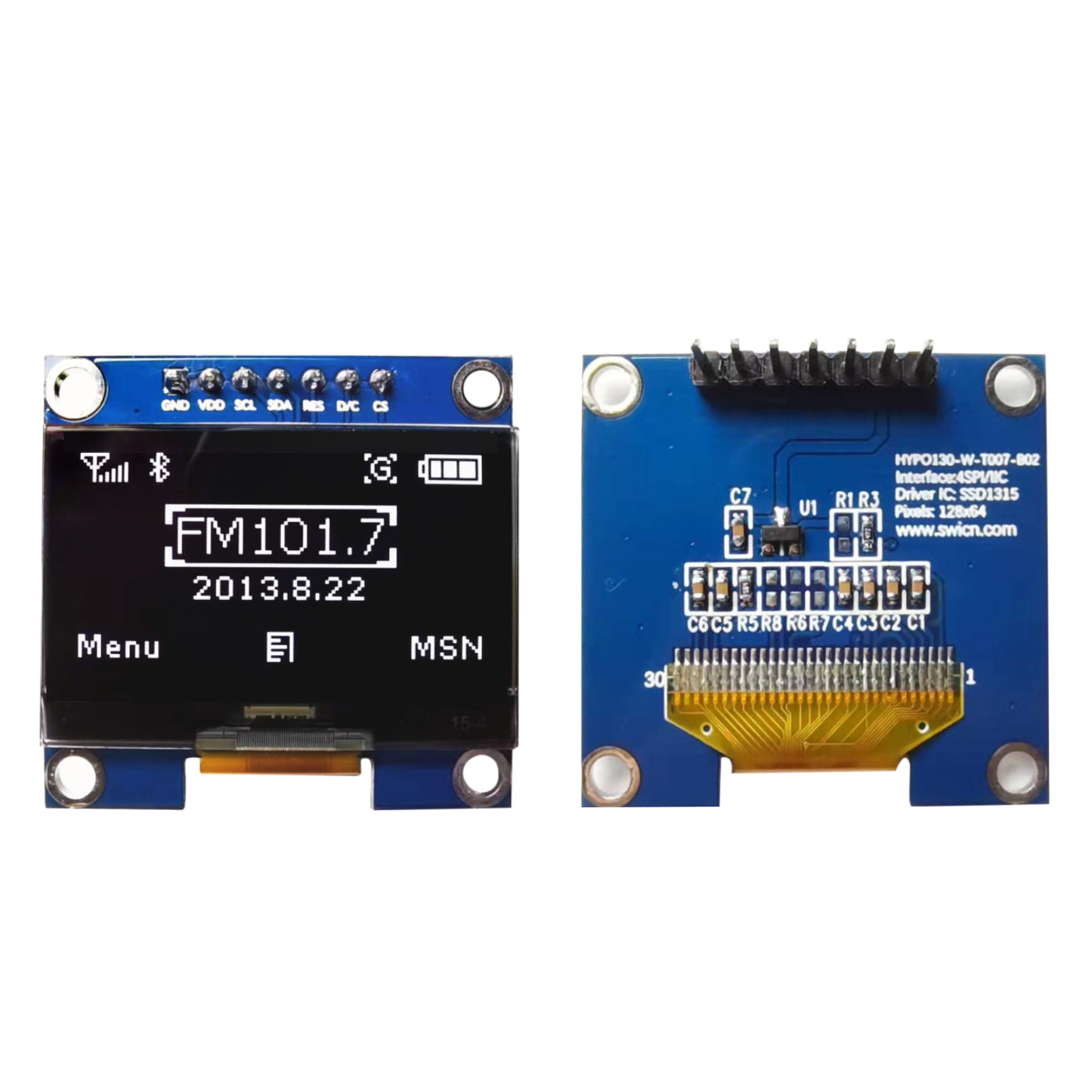 0.91英寸点阵128x32驱动IC SSD1306 OLED屏幕
