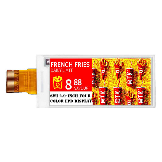 2.9-inch SPI Interface Eink Display 296x128, 4-Color EPD Screen for Low-Power Applications