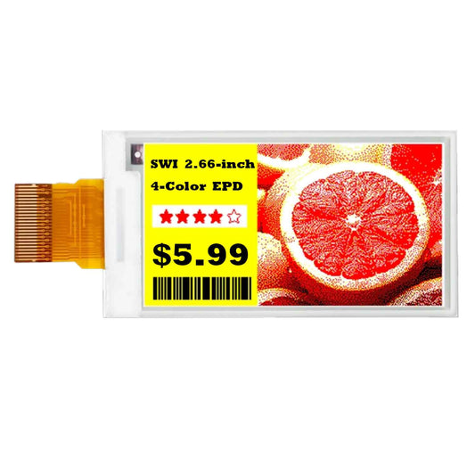 2.66-inch 296x152 4 Colors White Black Yellow Red JD79661 SPI EPaper Display EPD Eink Display