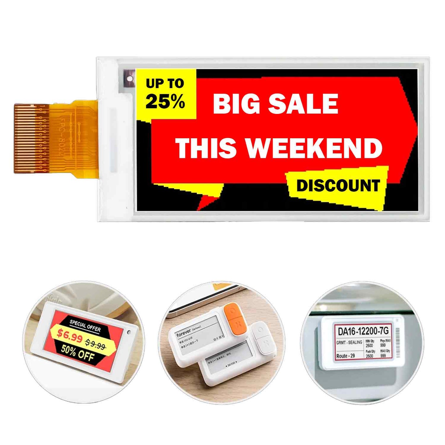 2.13-inch 122x250 Yellow White Black Red 4 Colors E Ink Epaper Touch Screen Panel for Electronic Price Tag