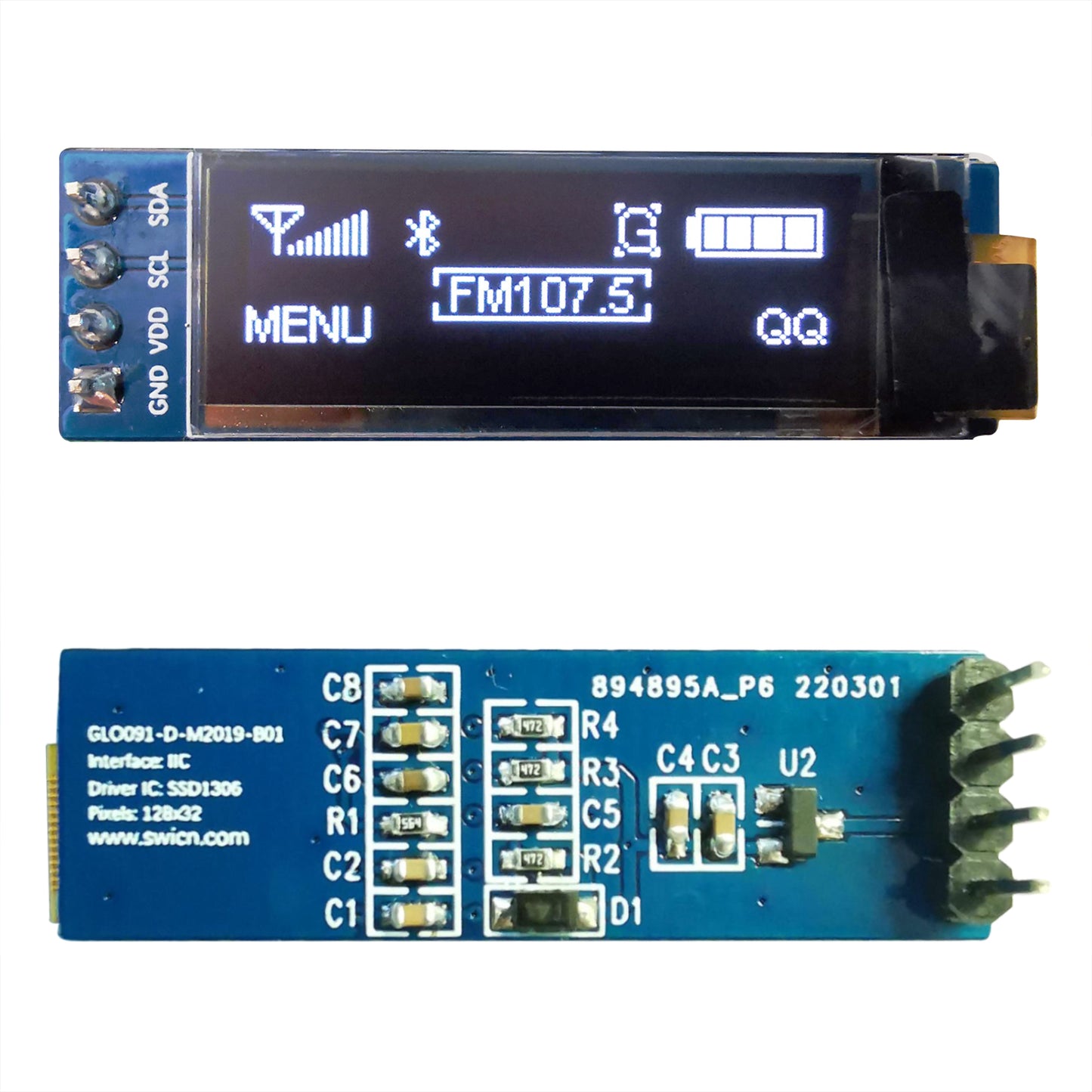 0.91-inch White Blue OLED Displays 4pin I2C OLED Module OLED Manufacturer