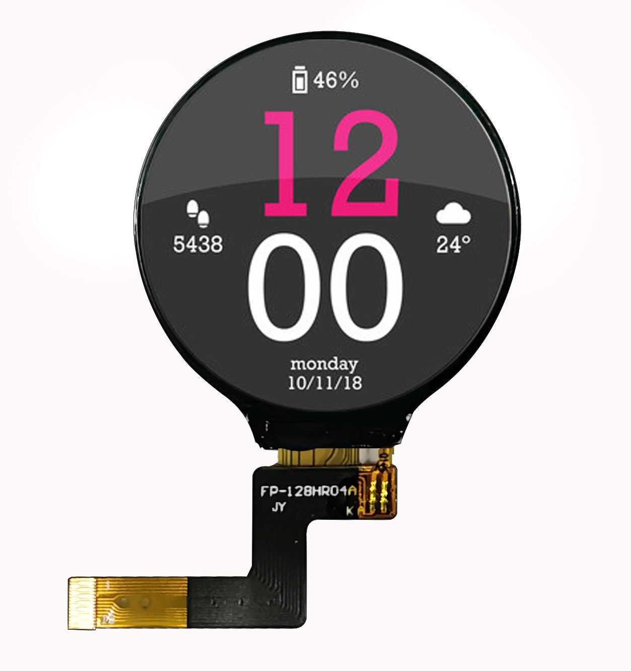 1.28-inch 240x240 Round TFT LCD Display Module, SPI Interface, ZIF Connecting FPC