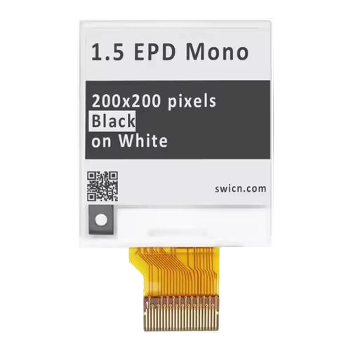 1.5-inch E-Ink Display EPD for Portable Electronic Devices, 200x200 pixels