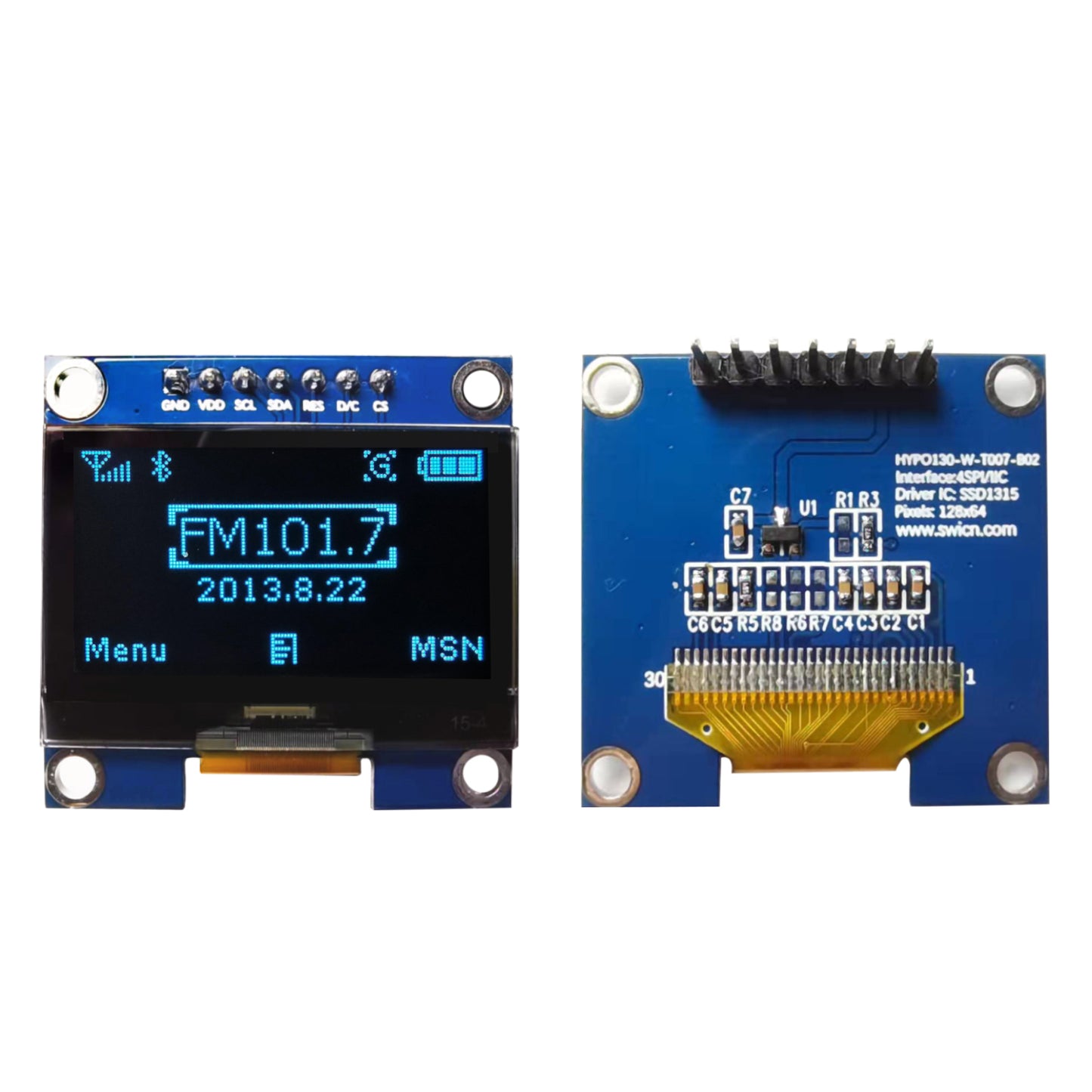 0.91英寸点阵128x32驱动IC SSD1306 OLED屏幕