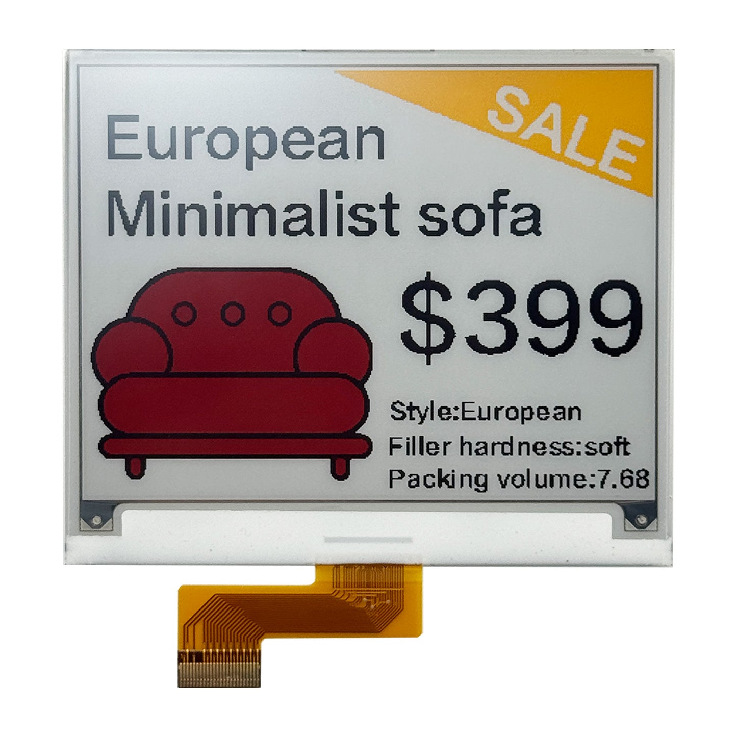 4.2-Inch Yellow Red White Black SSD1619 400x300 E Ink Display Module E Ink Price Tag for ESL