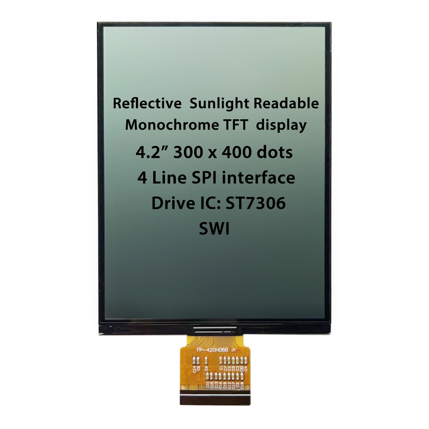 4.2-inch 300x400 White Black TFT Reflective Mono LCD Module